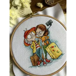 Kryželiu siuvinėjimo rinkinys "Močiutės keliautojos" 12 х 14 cm SANB-28