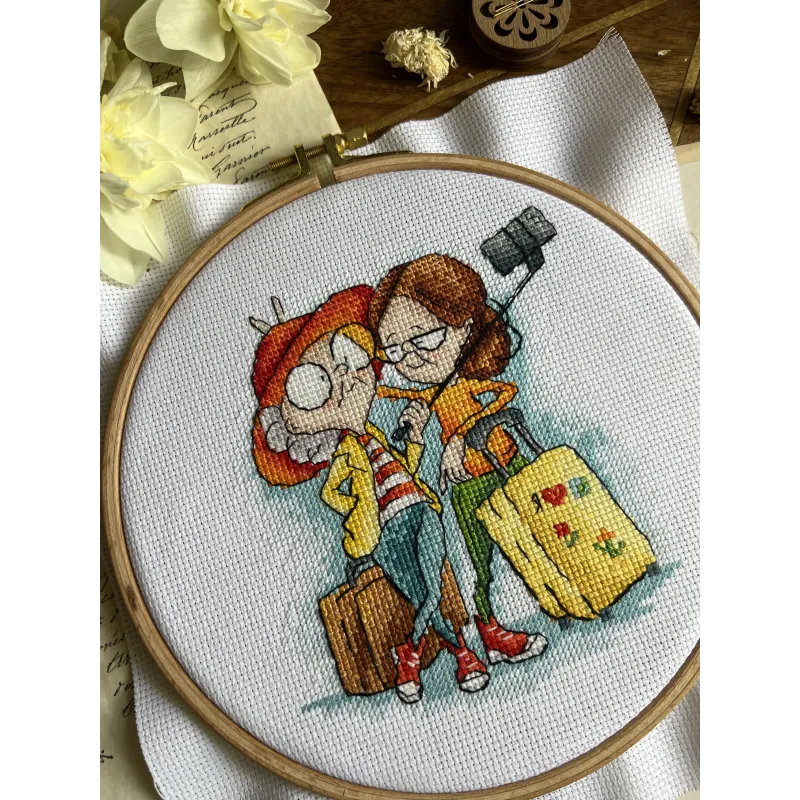 Kit de point de croix "Granny Travelers" 12 х 14 cm SANB-28