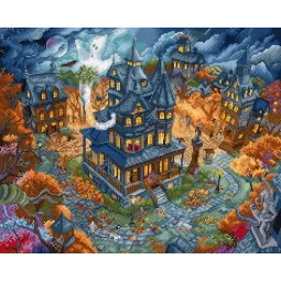 Kit de point de croix "Haunted Happenings" 38x31cm SLETIL9967