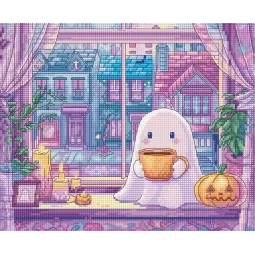 Cross stitch kit "Pumpkin Latte Nights" 20x17 cm SLETIL9962