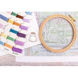 Cross stitch kit "Pumpkin Latte Nights" 20x17 cm SLETIL9962