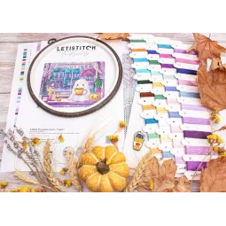 Cross stitch kit "Pumpkin Latte Nights" 20x17 cm SLETIL9962