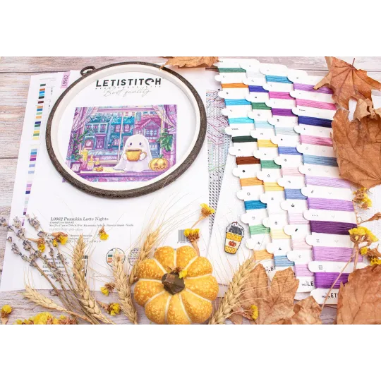 Cross stitch kit "Pumpkin Latte Nights" 20x17 cm SLETIL9962