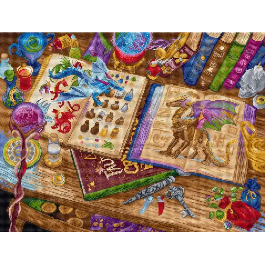 Cross stitch kit "Dragon Studies" 38x29 cm SLETIL9965