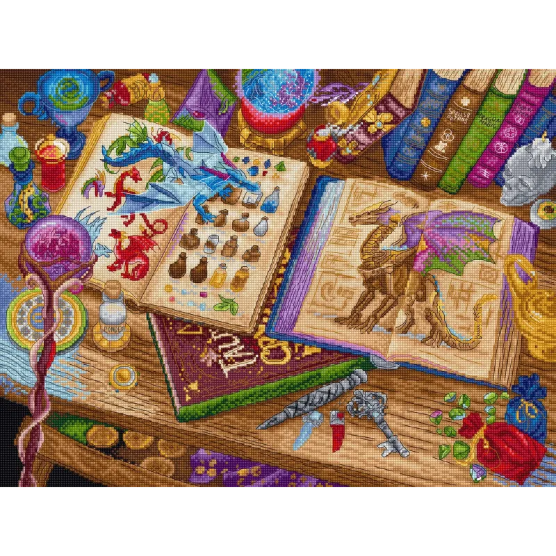 Cross stitch kit "Dragon Studies" 38x29 cm SLETIL9965