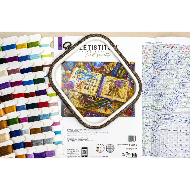 Kreuzstich-Set "Drachenstudien" 38x29 cm SLETIL9965