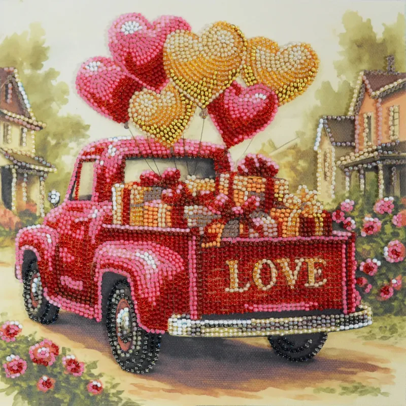 Kit de broderie de perles de taille moyenne "Gift Love" 20x20 cm AAMB-132