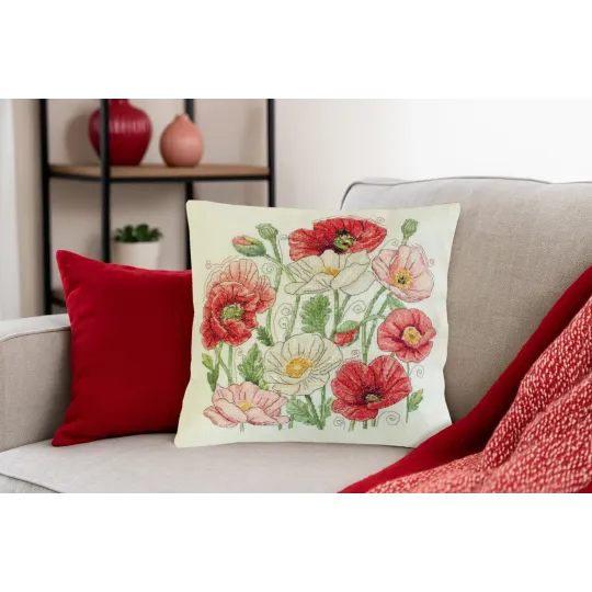 Kreuzstich-Set "Wenn Mohnblumen blühen" 30x30 cm AAHP-022