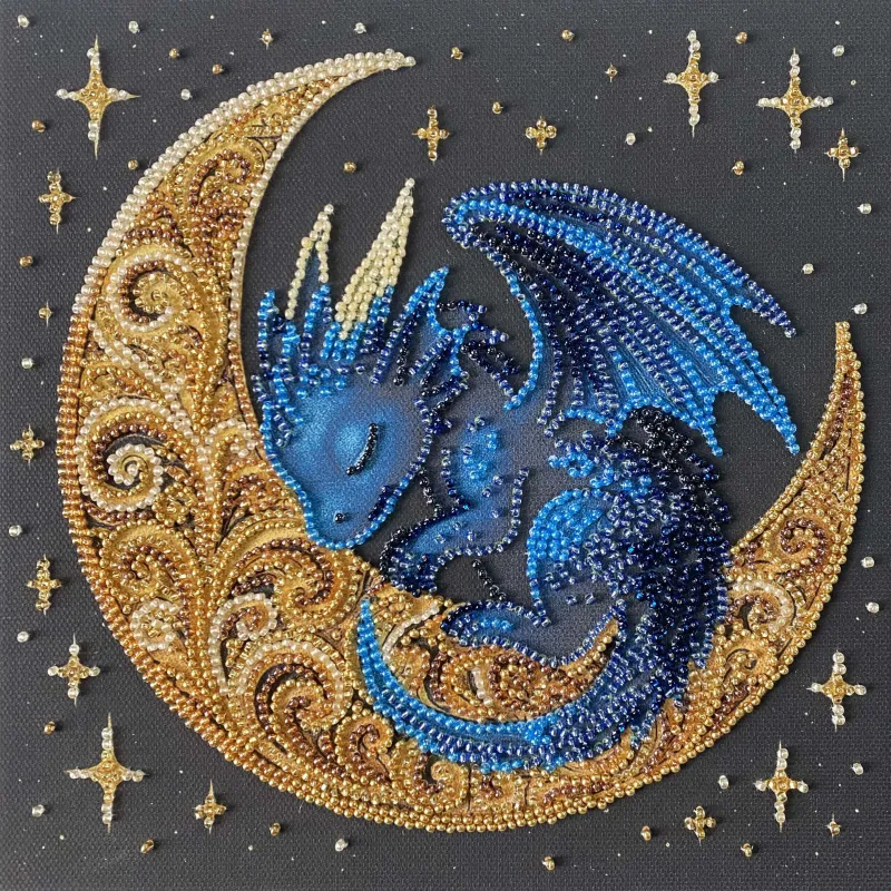 Mid-sized bead embroidery kit "Little One of Moonlit Legends" 20x20 cm AAMB-130