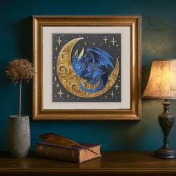 Mid-sized bead embroidery kit "Little One of Moonlit Legends" 20x20 cm AAMB-130