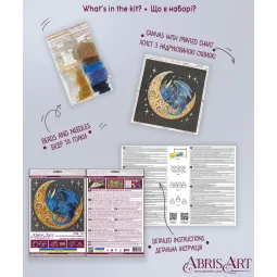 Mid-sized bead embroidery kit "Little One of Moonlit Legends" 20x20 cm AAMB-130