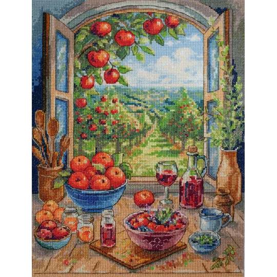 Kreuzstich-Sets „Im Apfelparadies“ 24x32 cm AAH-305