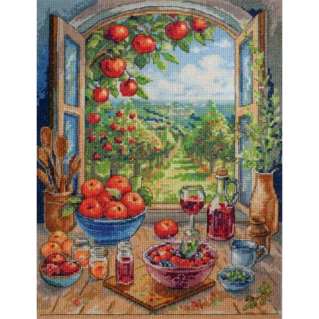 Kreuzstich-Sets „Im Apfelparadies“ 24x32 cm AAH-305