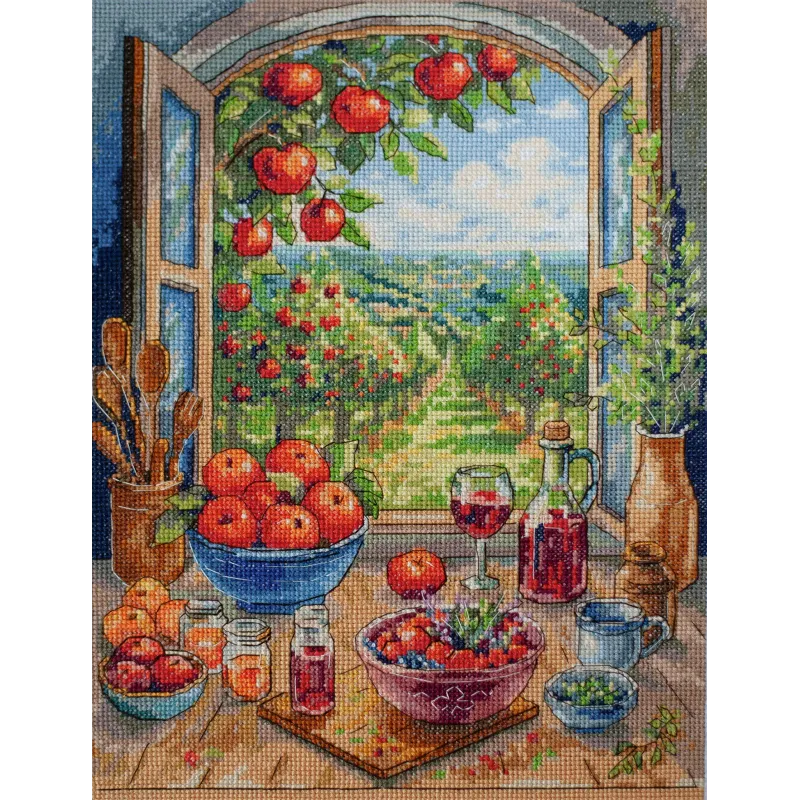 Kreuzstich-Sets „Im Apfelparadies“ 24x32 cm AAH-305