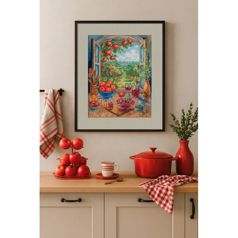 Kryželiu siuvinėjimo rinkiniai „Obuolių rojuje“ 24x32 cm AAH-305