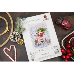 Kit de point de croix. "Père Noël avec arbre" 29 x 38 cm SBU5098