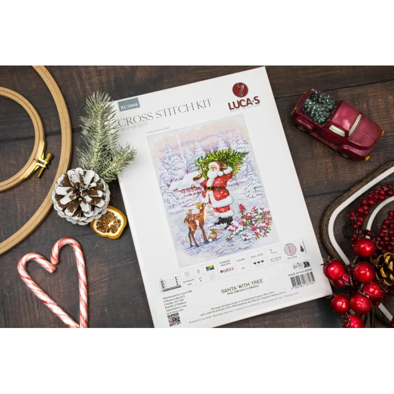 Cross Stitch Kit. "Santa With Tree" 29 x 38 cm SBU5098