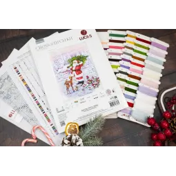 Kreuzstich-Set. "Weihnachtsmann mit Baum" 29 x 38 cm SBU5098