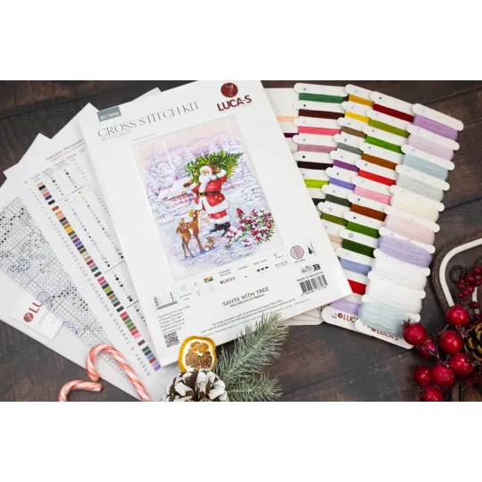 Cross Stitch Kit. "Santa With Tree" 29 x 38 cm SBU5098