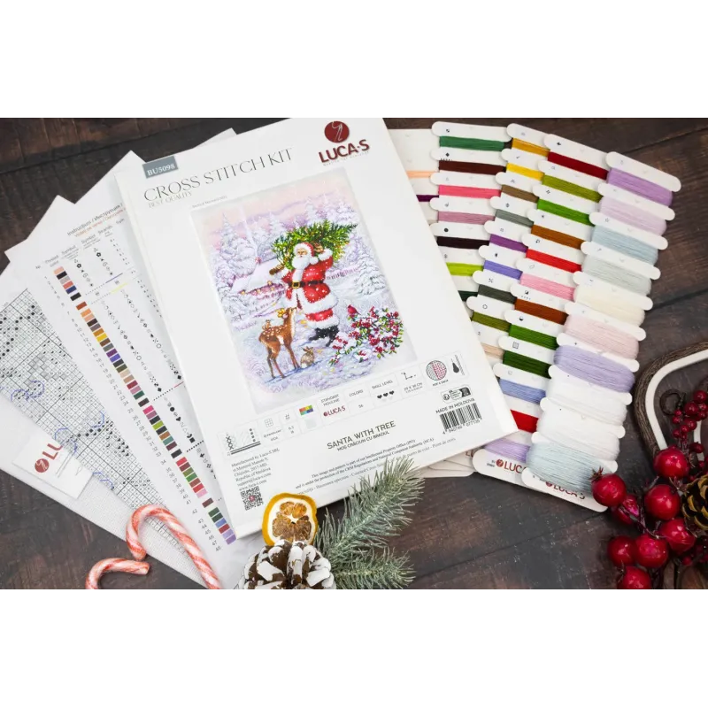 Cross Stitch Kit. "Santa With Tree" 29 x 38 cm SBU5098