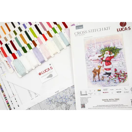 Cross Stitch Kit. "Santa With Tree" 29 x 38 cm SBU5098