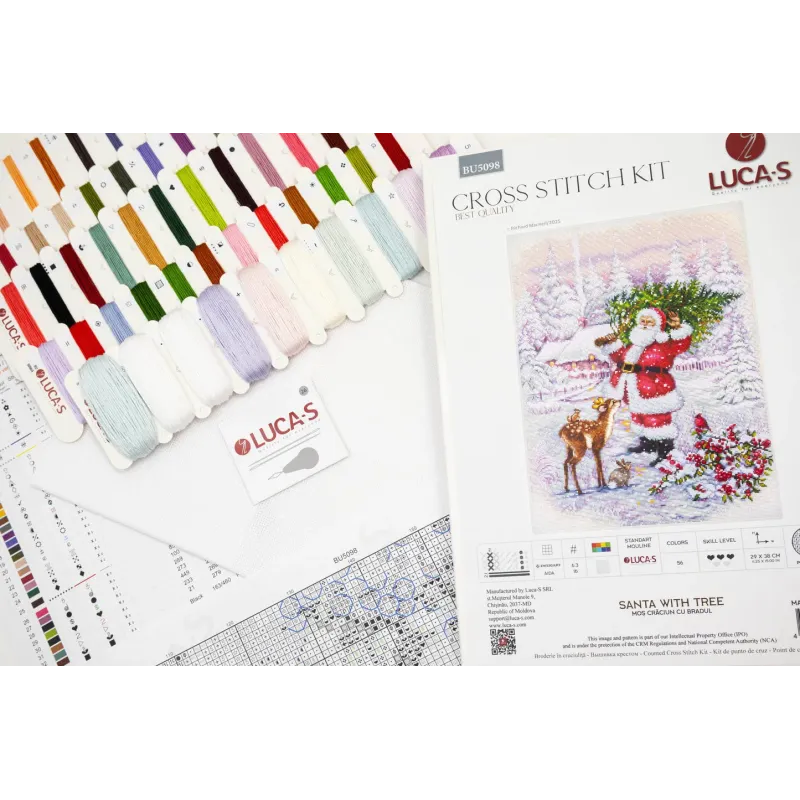 Cross Stitch Kit. "Santa With Tree" 29 x 38 cm SBU5098