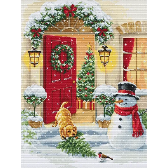 Kryželiu siuvinėjimo rinkinys. "Šuniuko džiaugsmas" 29 x 38 cm SBU5097