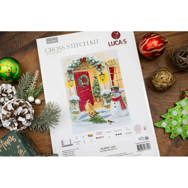 Kit de point de croix. "Joie de chiot" 29 x 38 cm SBU5097