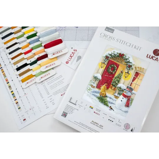 Kryželiu siuvinėjimo rinkinys. "Šuniuko džiaugsmas" 29 x 38 cm SBU5097