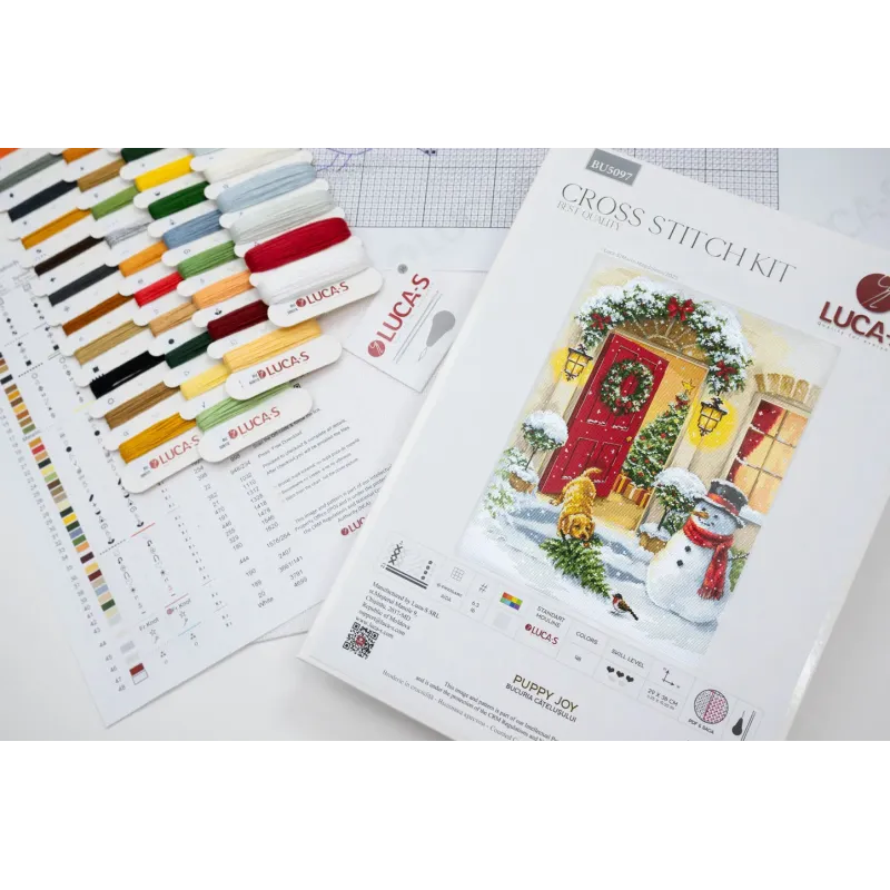 Kryželiu siuvinėjimo rinkinys. "Šuniuko džiaugsmas" 29 x 38 cm SBU5097