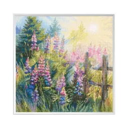 Siuvinėjimo kryželiu rinkinys "Lupinų vasara" 24x24 cm RTOM1067