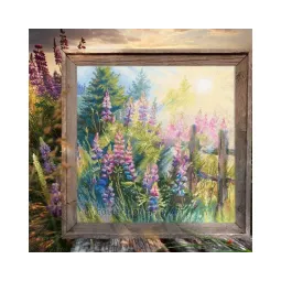 Siuvinėjimo kryželiu rinkinys "Lupinų vasara" 24x24 cm RTOM1067