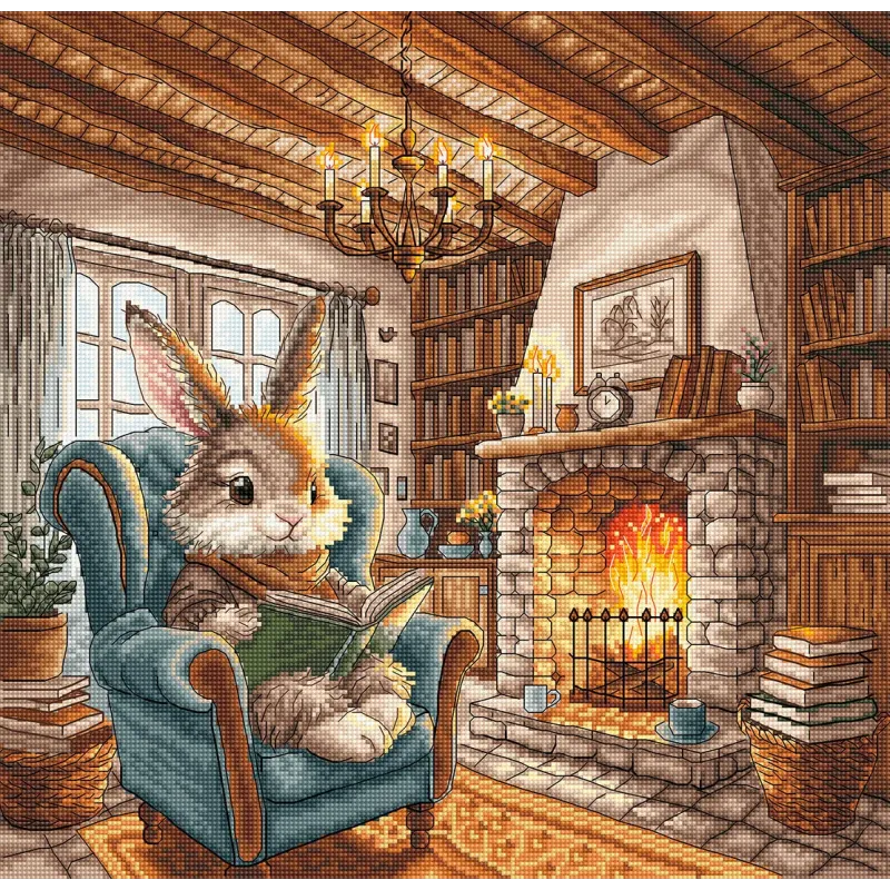 Kreuzstichset „Nachmittag beim Lesen“ 31,27 x 30,48 cm AVA-P195