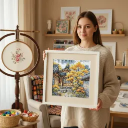 Kit de point de croix "Arbres Dorés" 28.57 x 28.57 cm AVA-P118