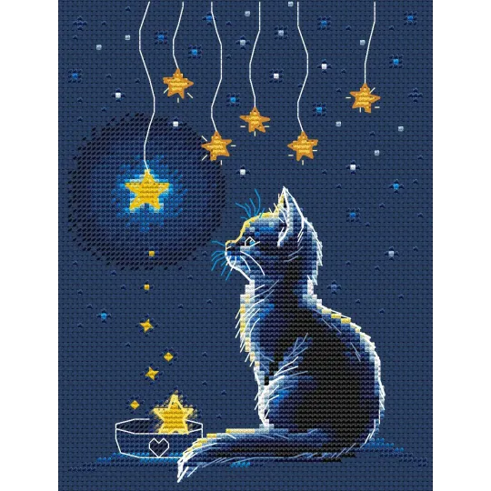 Kit de point de croix compté "Kitten and Starry Milk" CDABC8115