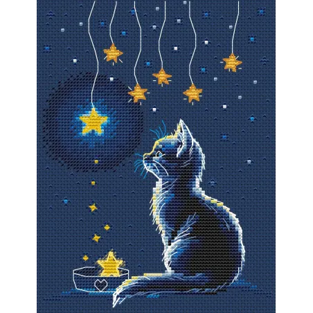 Kit de point de croix compté "Kitten and Starry Milk" CDABC8115