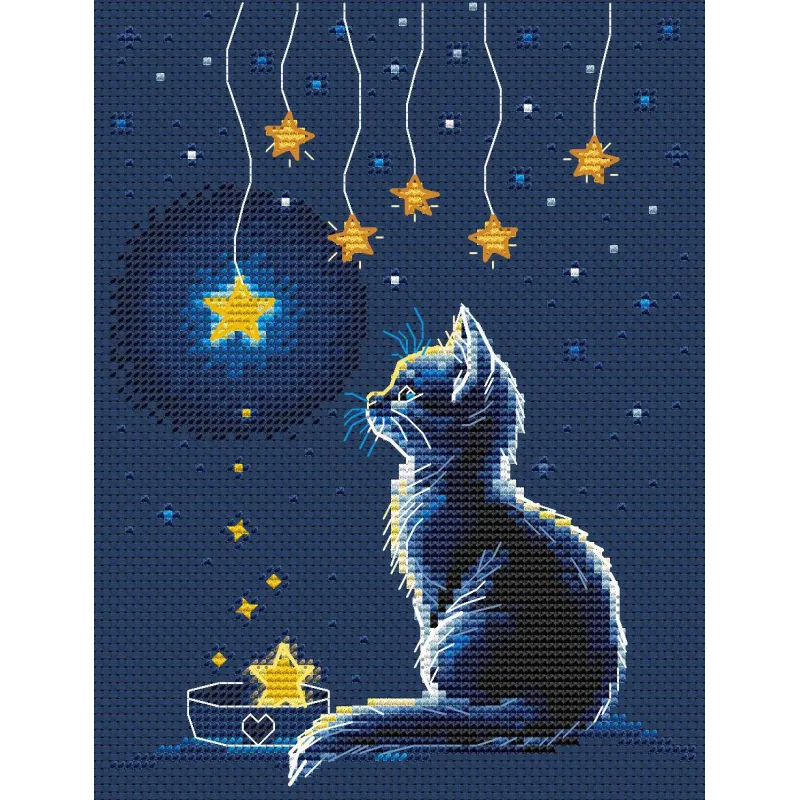 Kit de point de croix compté "Kitten and Starry Milk" CDABC8115
