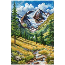 Kit de point de croix compté "Chemin de montagne" CDABC8104