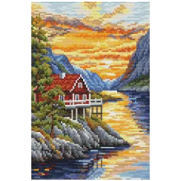 Counted cross stitch kit "Lakeside Cottage" CDABC8103