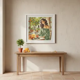 Kit de point de croix "Fenêtre sur le jardin" 31,75 x 31,75 cm AVA-P191