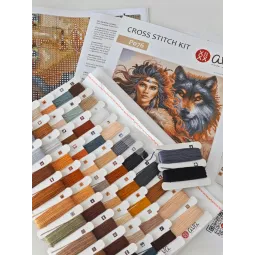 Cross stitch kit "The Worrior and the Wolf" 31.75 x 31.75 cm AVA-P076