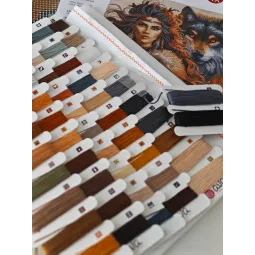 Kit de point de croix "Le Guerrier et le Loup" 31.75 x 31.75 cm AVA-P076