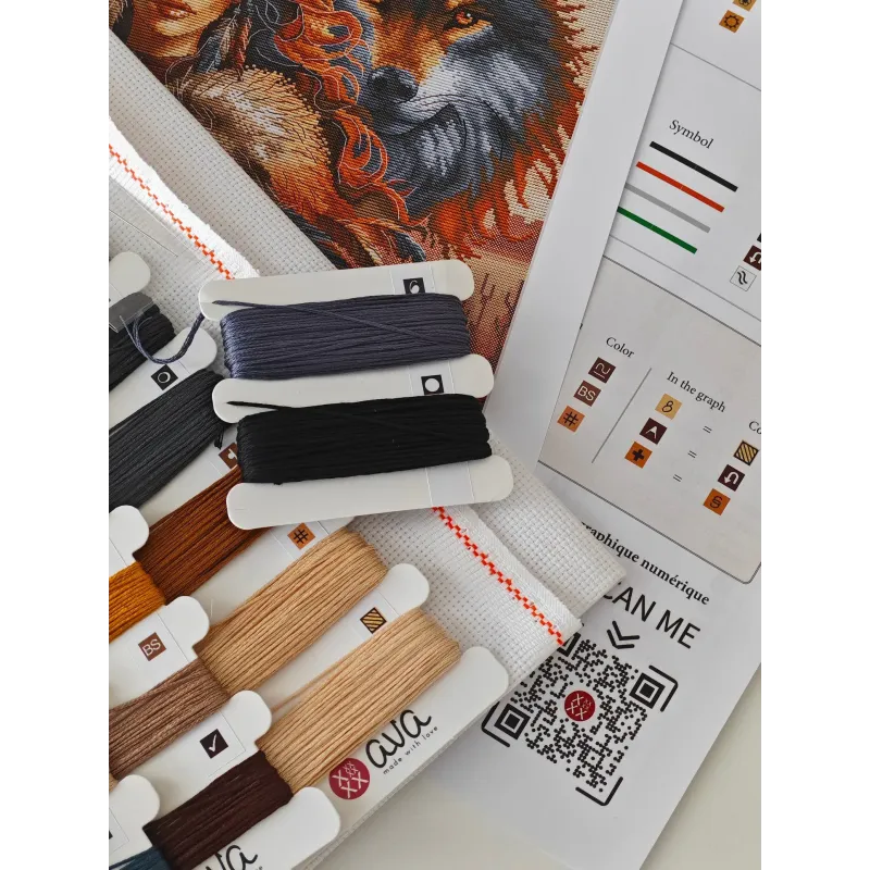 Cross stitch kit "The Worrior and the Wolf" 31.75 x 31.75 cm AVA-P076