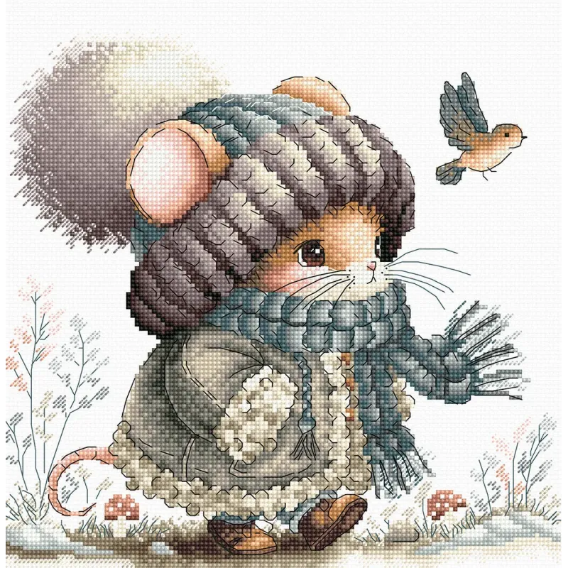 Cross stitch kit "Autumn Fairytale Mouse" 20.80 x 19.84 cm AVA-P012