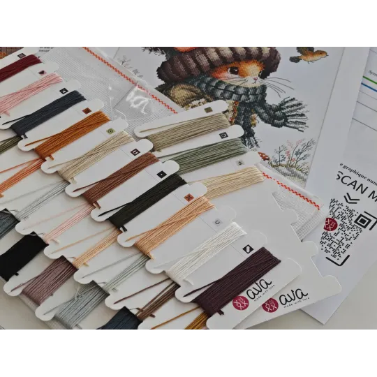 Kryželiu siuvinėto rinkinys „Rudens pasakos pelė“ 20,80 x 19,84 cm AVA-P012