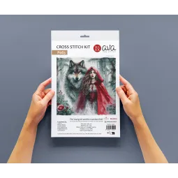 Jauna mergina irglobėjas vilkas - Kryželių siuvinėjimo rinkinys AVA-P083