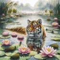 Cross stitch kit. "Tiger Among Water Lilies" 30x30 cm AVA-P121