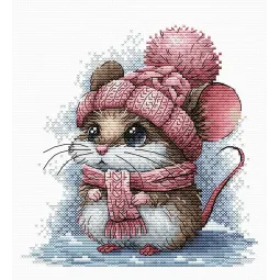 Little Mouse with a Winter Hat - Cross Stitch Kit AVA-P073