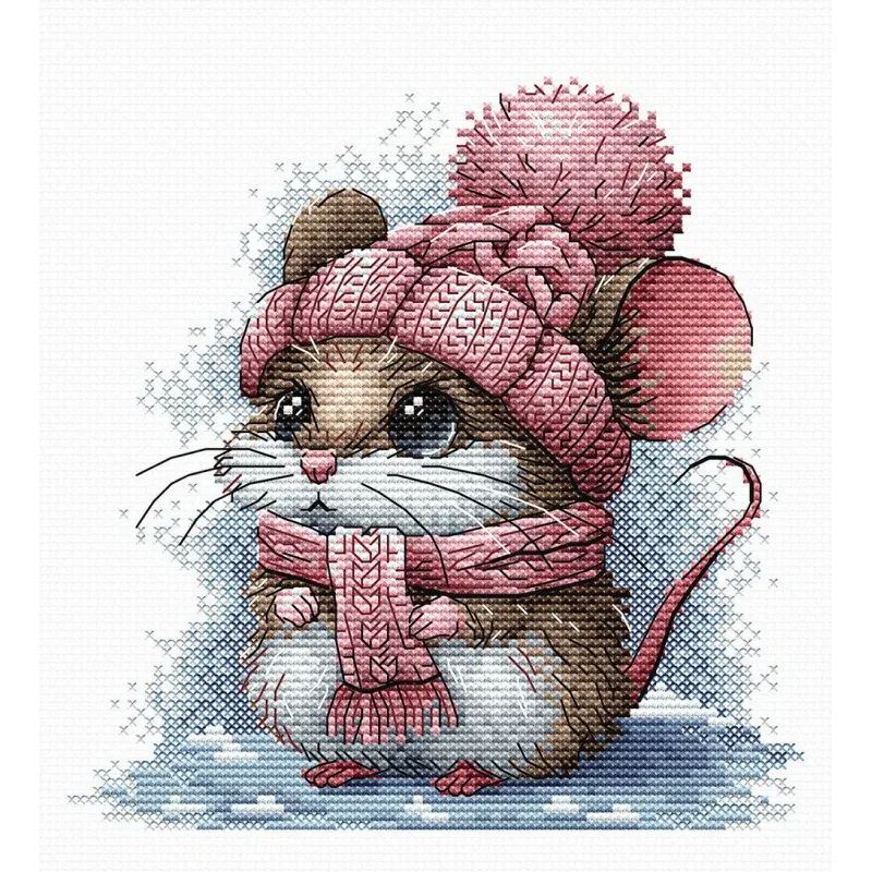 Little Mouse with a Winter Hat - Cross Stitch Kit AVA-P073