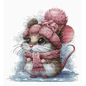 Little Mouse with a Winter Hat - Cross Stitch Kit AVA-P073